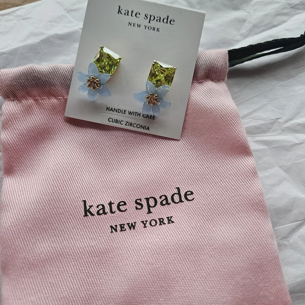 Kate Spade Brighten Up Green and Blue Flower Earrings - Picture 1 of 3